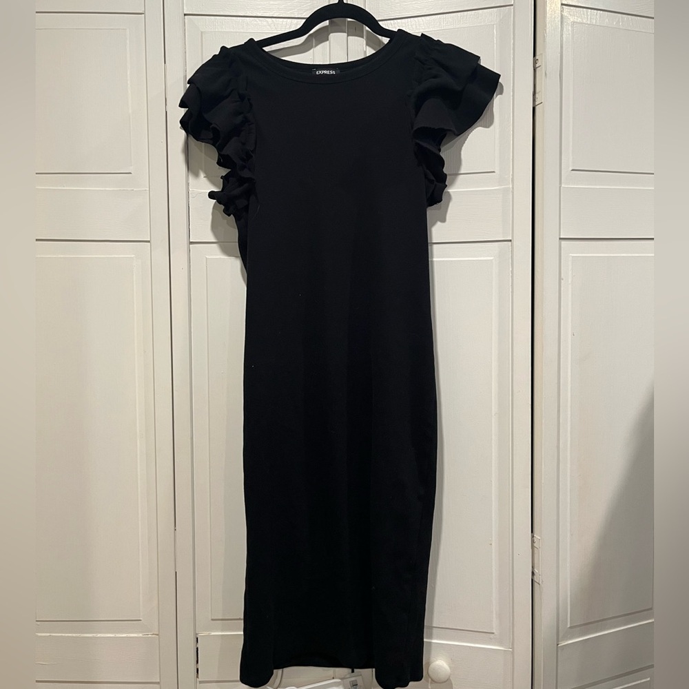 Express‎ ruffle sleeve midi dress size large EUC